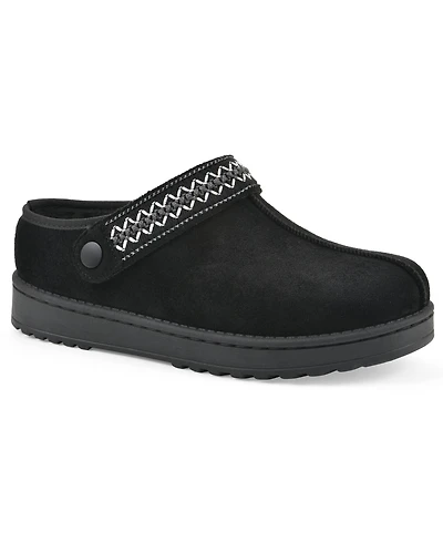 White Mountain Women's Incast Faux Fur-Lined Clogs