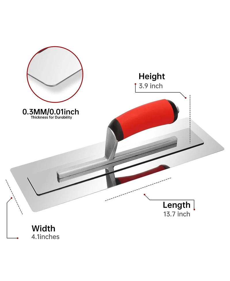 Xdovet Drywall Finish Trowel Stainless Steel Grip Smoothing Edging