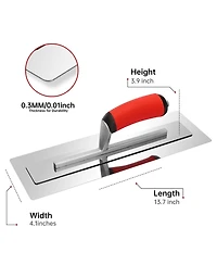 Xdovet Drywall Finish Trowel Stainless Steel Grip Smoothing Edging