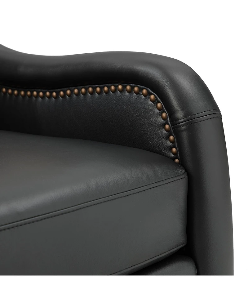 Hulala Home Traditional Pascual 27.56" Wide Genuine Leather Arm Chair with Rubber Wood Legs