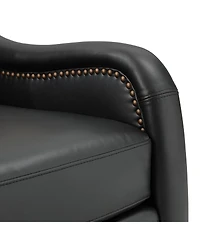 Hulala Home Traditional Pascual 27.56" Wide Genuine Leather Arm Chair with Rubber Wood Legs