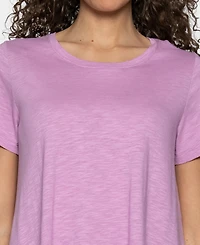 Hue Women's Crewneck Georgette Flounce Cotton-Blend Pj Tee
