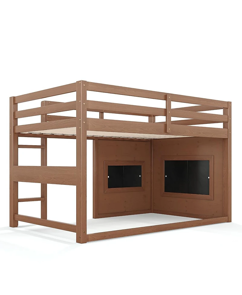Streamdale Furniture Twin Size Loft Bed with Slide, Chalkboard, Bookshelf and Safety Rails