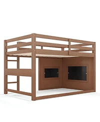 Streamdale Furniture Twin Size Loft Bed with Slide, Chalkboard, Bookshelf and Safety Rails
