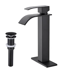 Thirtypeachy Single Handle Waterfall Bathroom Sink Faucet, Stainless Steel Vessel Faucet with Pop-Up Drain, No Overflow