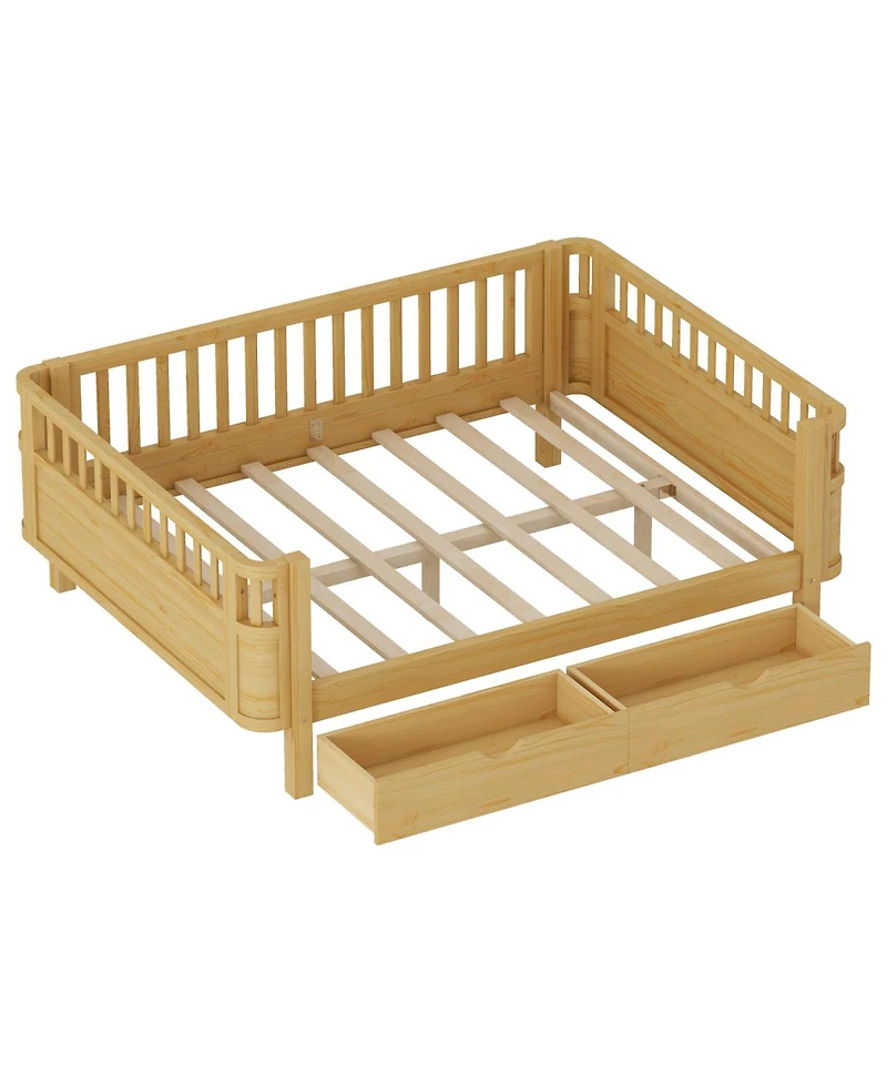 Streamdale Furniture Full Size Wood Platform Bed with Rails