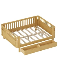 Streamdale Furniture Full Size Wood Platform Bed with Rails