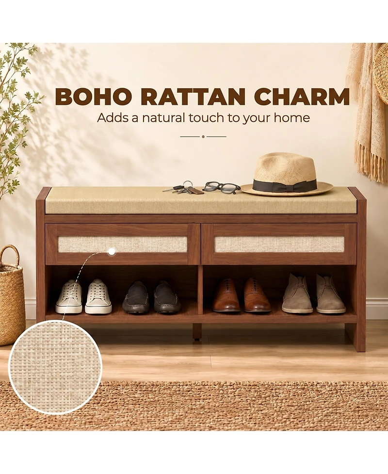 Homcom Shoe Bench with Cushioned Seat 108 cm