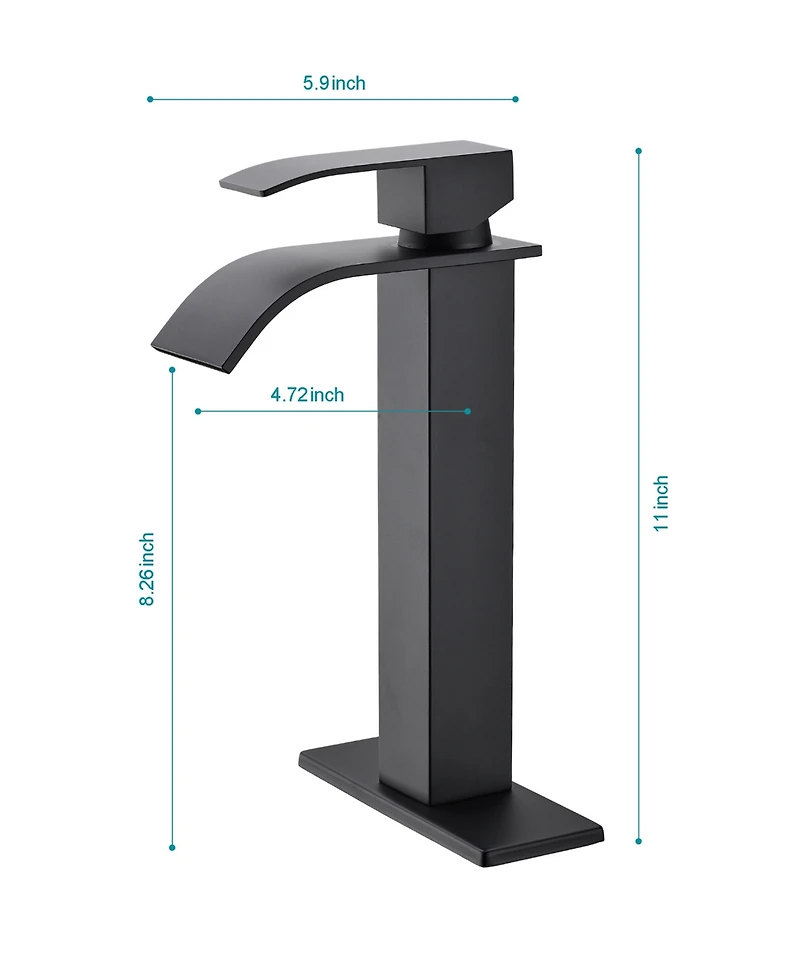 Thirtypeachy Single Handle Waterfall Bathroom Sink Faucet, Stainless Steel Vessel Tap with Pop-Up Drain
