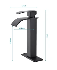 Thirtypeachy Single Handle Waterfall Bathroom Sink Faucet, Stainless Steel Vessel Tap with Pop-Up Drain