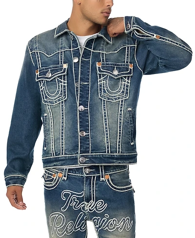 True Religion Men's Jimmy Rope Stitch Oversized Denim Jacket