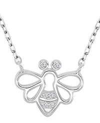 Macy's Rhodium Over Sterling Silver Cubic Zirconia Bee Necklace