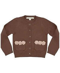 Hope & Henry Little and Big Girls' (Xxs-l) Organic Rosette Pocket Cardigan Sweater