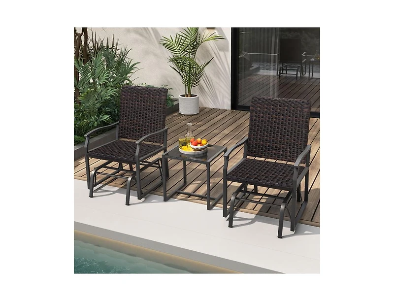 Boyel Living Patio Gliding Set with Tempered Glass Coffee Table All Weather