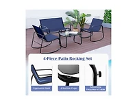 Boyel Living 4 Piece Patio Rocking Set with Glass