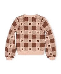 Hope & Henry Little and Big Girls' (Xxs-l) Organic Bow Detail Intarsia Sweater