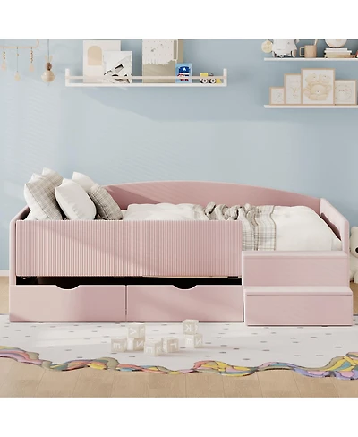 Streamdale Furniture Full Size Upholstered Daybed Frame with 2 Storage Drawers