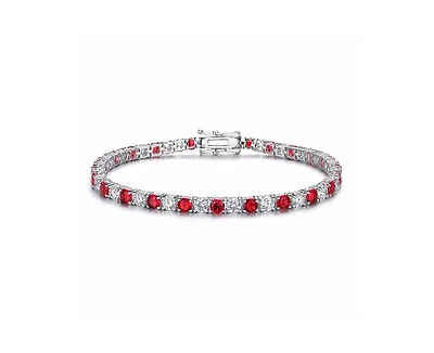 Genevive Sterling Silver with Colored Cubic Zirconia Tennis Bracelet