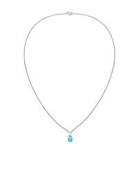 Macy's Blue Topaz (1-1/3 ct. t.w.) & Diamond Accent (0.04 ct. t.w.) Pendant Necklace in 14k White Gold