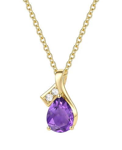 Amethyst (1 ct. t.w.) & Diamond Accent (0.04 ct. t.w.) Pendant Necklace in 14k Yellow Gold, Macy's Exclusive