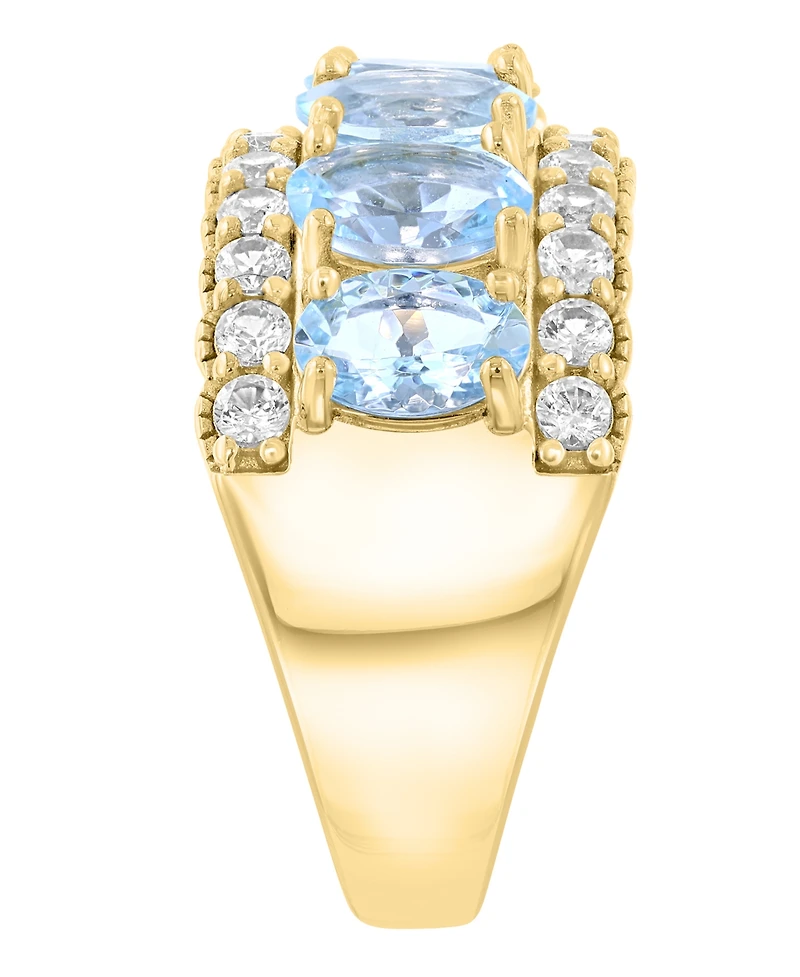 Effy Collection Aquamarine (2-1/4 ct. t.w.) and White Zircon Ring (1 ct. t.w.) in Sterling Silver