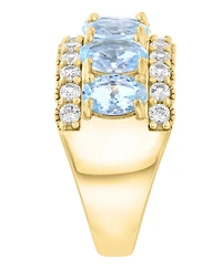 Effy Collection Aquamarine (2-1/4 ct. t.w.) and White Zircon Ring (1 ct. t.w.) in Sterling Silver