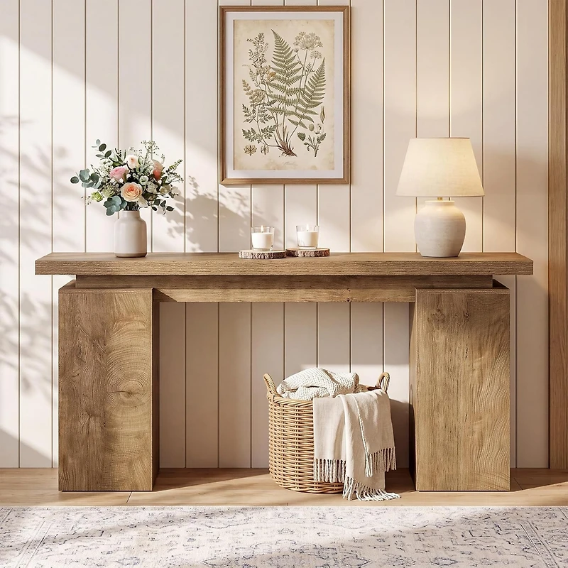 Tribesigns 63-Inch Entryway Table, Narrow Console Table, Light Brown