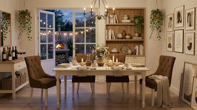 East West Furniture Dining Room Set Linen White, MZFR3-lwh-18