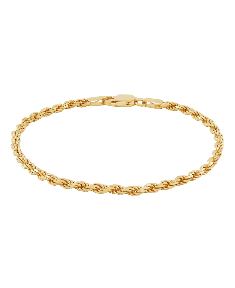 Italian Silver Solid Rope Chain Bracelet in 18k Gold-Plated Sterling Silver