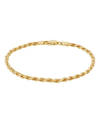 Italian Silver Solid Rope Chain Bracelet in 18k Gold-Plated Sterling Silver