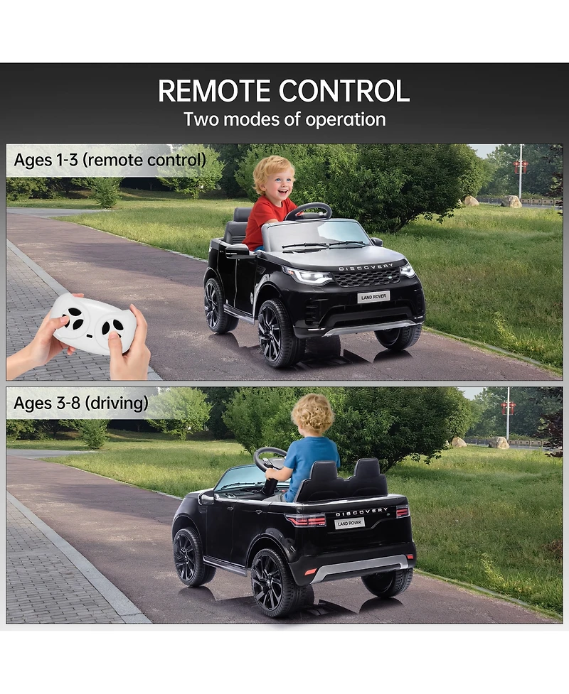 homfan 12V 2-Seater Ride On Car for Kids, Licensed Land Rover Battery Powered Electric Vehicle w/ Parent Remote, Led Light, MP3 Player, 3 Speeds 3-8