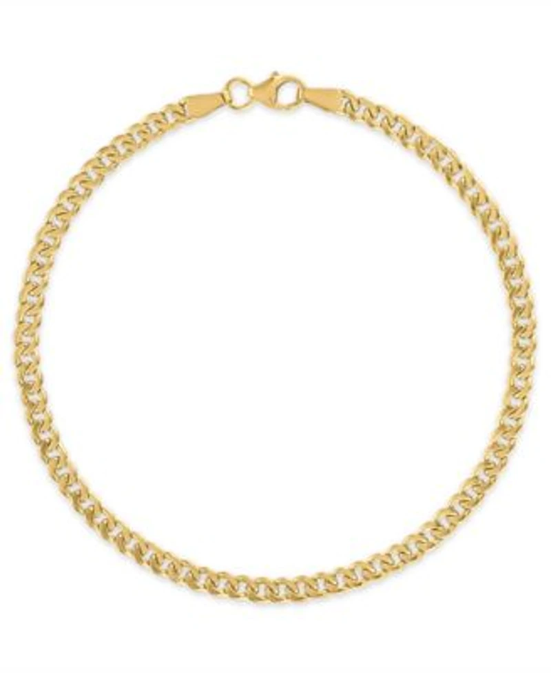 Macys Double Sided Cuban Chain Bracelet In 10k Yellow Gold