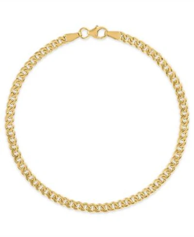 Macys Double Sided Cuban Chain Bracelet In 10k Yellow Gold