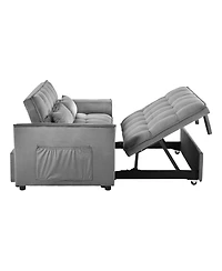 Streamdale Furniture Velvet Convertible Sleeper Sofa Bed with Metal Frame and Storage