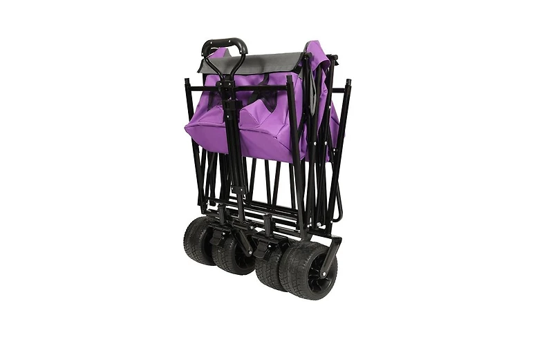 Mountaintop 480Lbs Collapsible Wagon with Canopy,7" All-Terrain Wheels, Purple Mosquito Net Wagon Stroller for Camping, Shopping, Sports, Garden