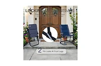 Mountaintop 2 Piece Outdoor Patio Furniture Set Folding Padded Rocking Chairs Bistro Style for Porch Camping Balcony