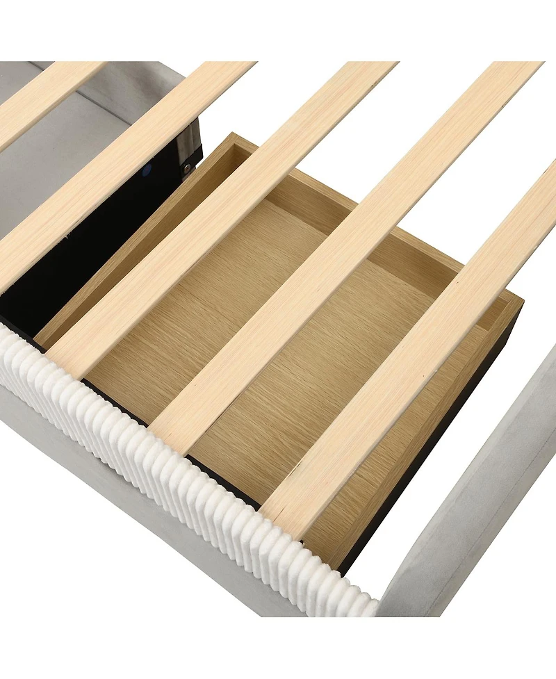Streamdale Furniture Twin Size Upholstered Daybed Frame with 2 Storage Drawers