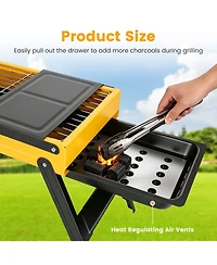 Mountaintop Portable Folding Charcoal Grill, Stainless Steel, Compact Tabletop With Side Panels and Carry Handle, for Picnic, Backyard, Beach, Travel