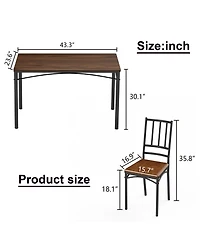 Flynama 4-Piece Industrial Dining Set, Table and 4 Pu Benches