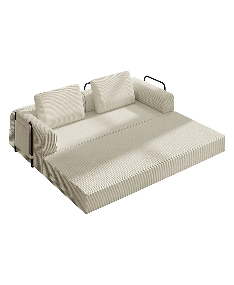 Boyel Living Convertible Sleeper Sofa Bed with Cylindrical Pillow - Corduroy Folding Mattress Couch