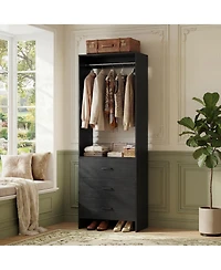 24" Freestanding Closet Organizer System with Hanging Rods and Drawers