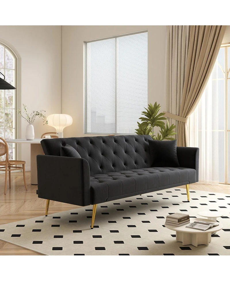 Streamdale Furniture Velvet Convertible Sleeper Sofa