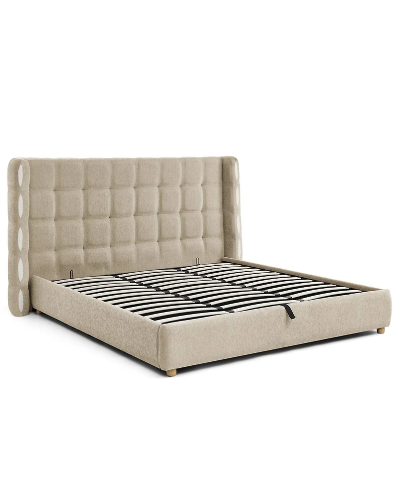 Streamdale Furniture Size Waffle Wingback Gas Lift Storage Bed