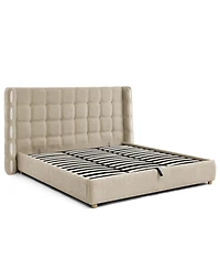 Streamdale Furniture Size Waffle Wingback Gas Lift Storage Bed