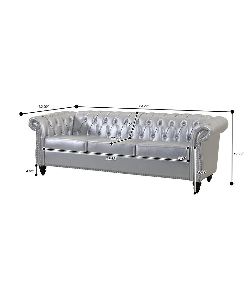 Streamdale Furniture Rolled Arm Chesterfield 3 Seater Sofa