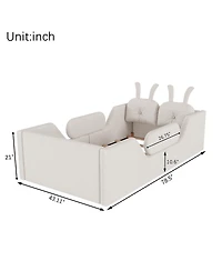 Streamdale Furniture Twin Upholstered Platform Bed with Rabbit Cushion and Removable Rails