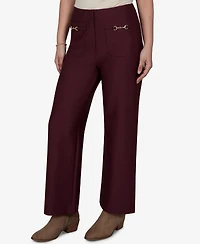 Ruby Rd. Petite Solid Pique Wide Leg Pull-On Pants