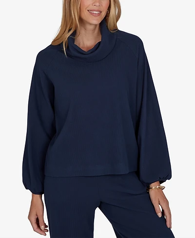 Ruby Rd. Petite Cowl Neck Ribbed Top