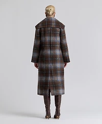 Avec Les Filles Women's Plaid Notch-Collar Maxi Coat
