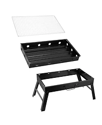 Mountaintop Portable Bbq Grill Foldable Charcoal Grill Lightweight Smoker Grill for Camping Picnics Garden Grilling